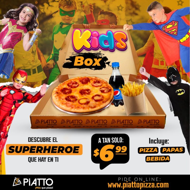 Promociones Piatto Pizza Día del Niño Combo Kids Box